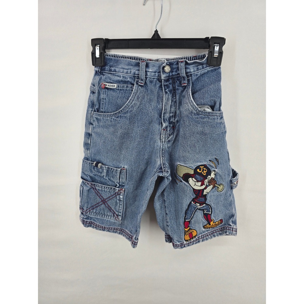 Joe Boxer‎ Boys Denim Carpenter Shorts Medium Wash Baseball Graphic Size 7